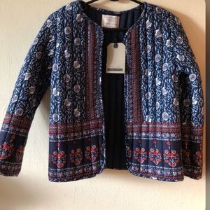 Zara girl quilted jacket navy floral